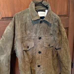 Frame — Clean Suede Jacket in Dark Olive